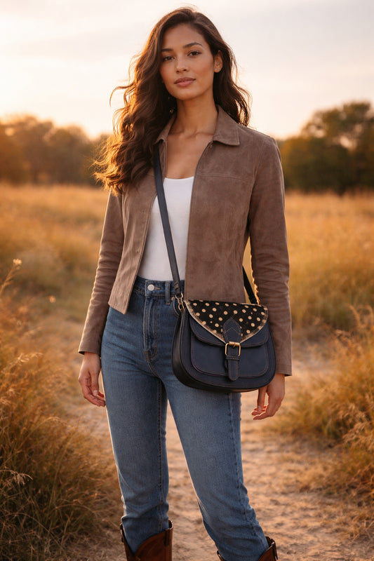 Handmade Leather Crossbody Bag - Romy - High Plains Prairie Drift