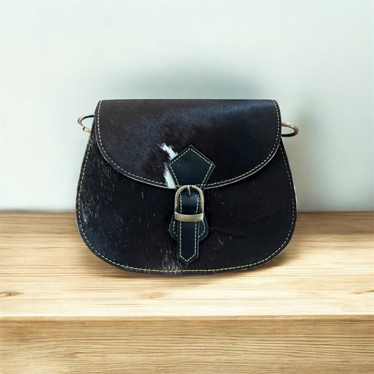 Cross body bag leather - Tula - Black Plains