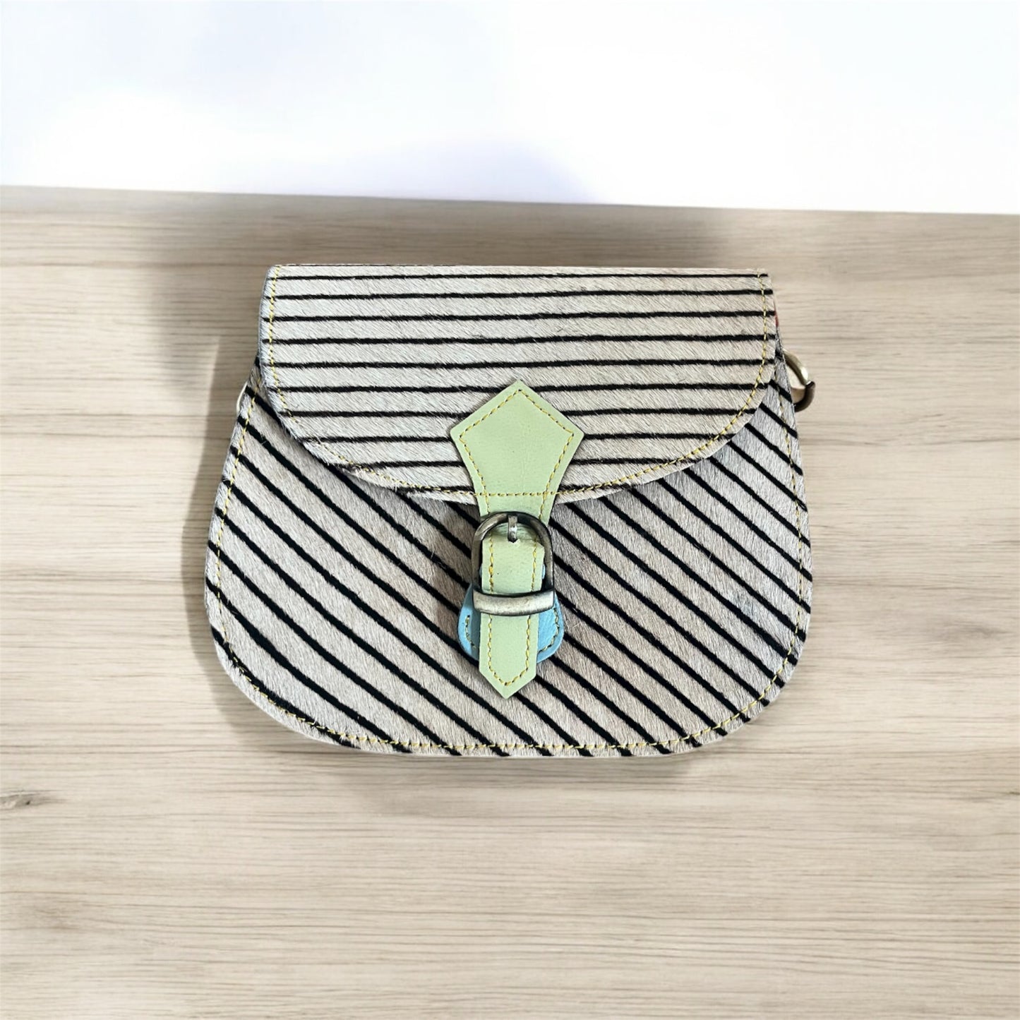 Cross body bag leather - Tula - Lime Field