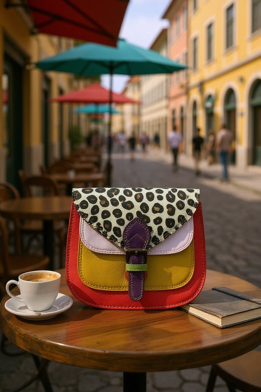 Handmade Leather Crossbody Bag - Romy - Red Wild