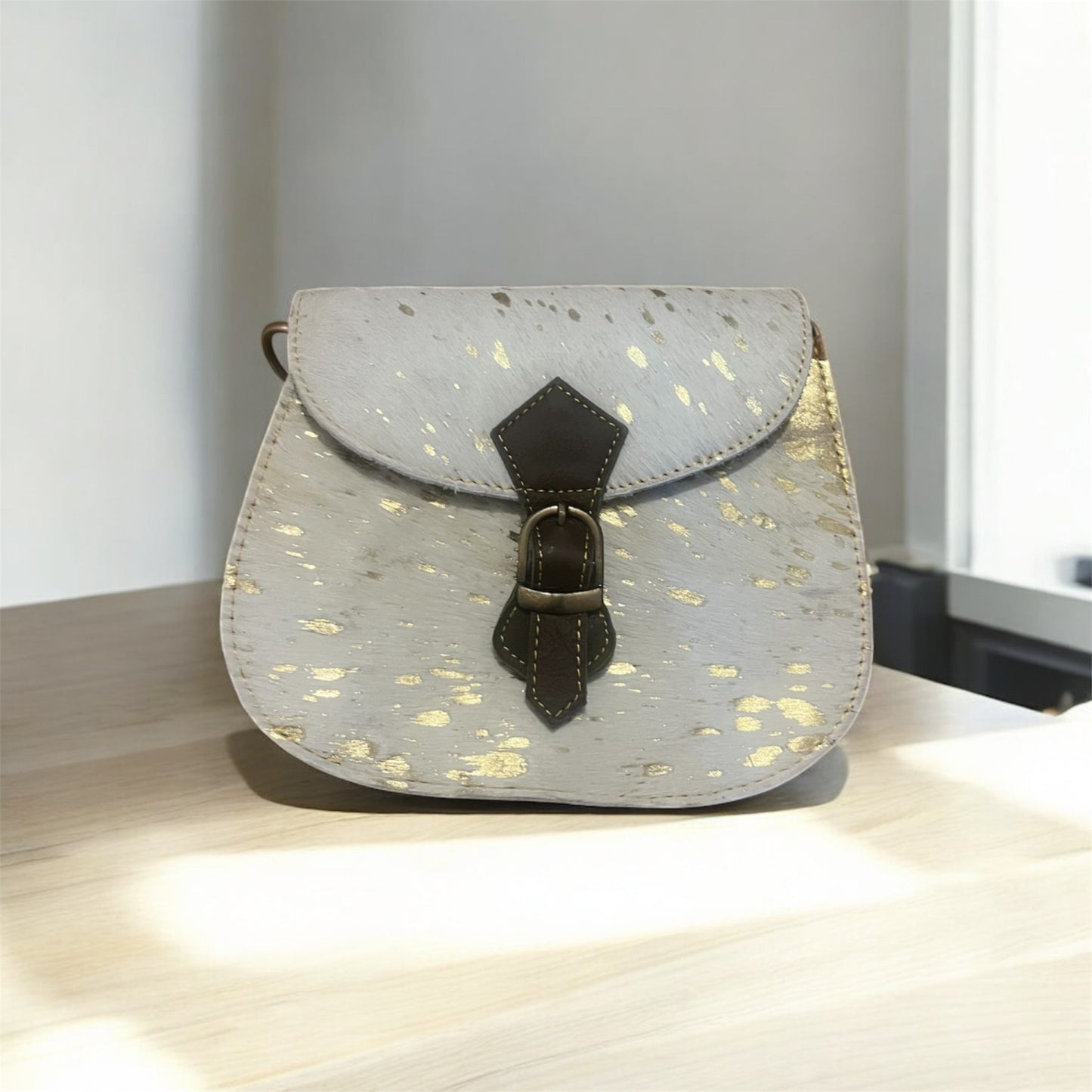 Cross body bag leather - Tula - Glided Chalk