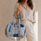 Handmade Duffle Bag - The Indria - Patchwork and Postcards -Bluebell