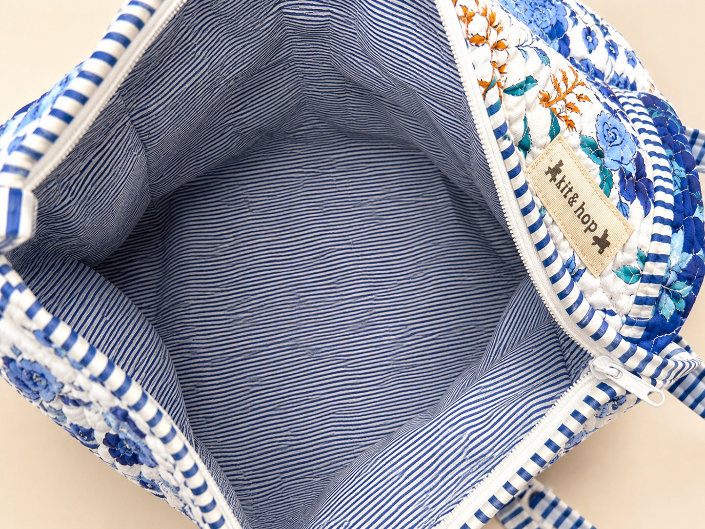 Handmade Duffle Bag - The Indria - Patchwork and Postcards -Bluebell