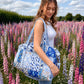 Handmade Duffle Bag - The Indria - Patchwork and Postcards -Bluebell