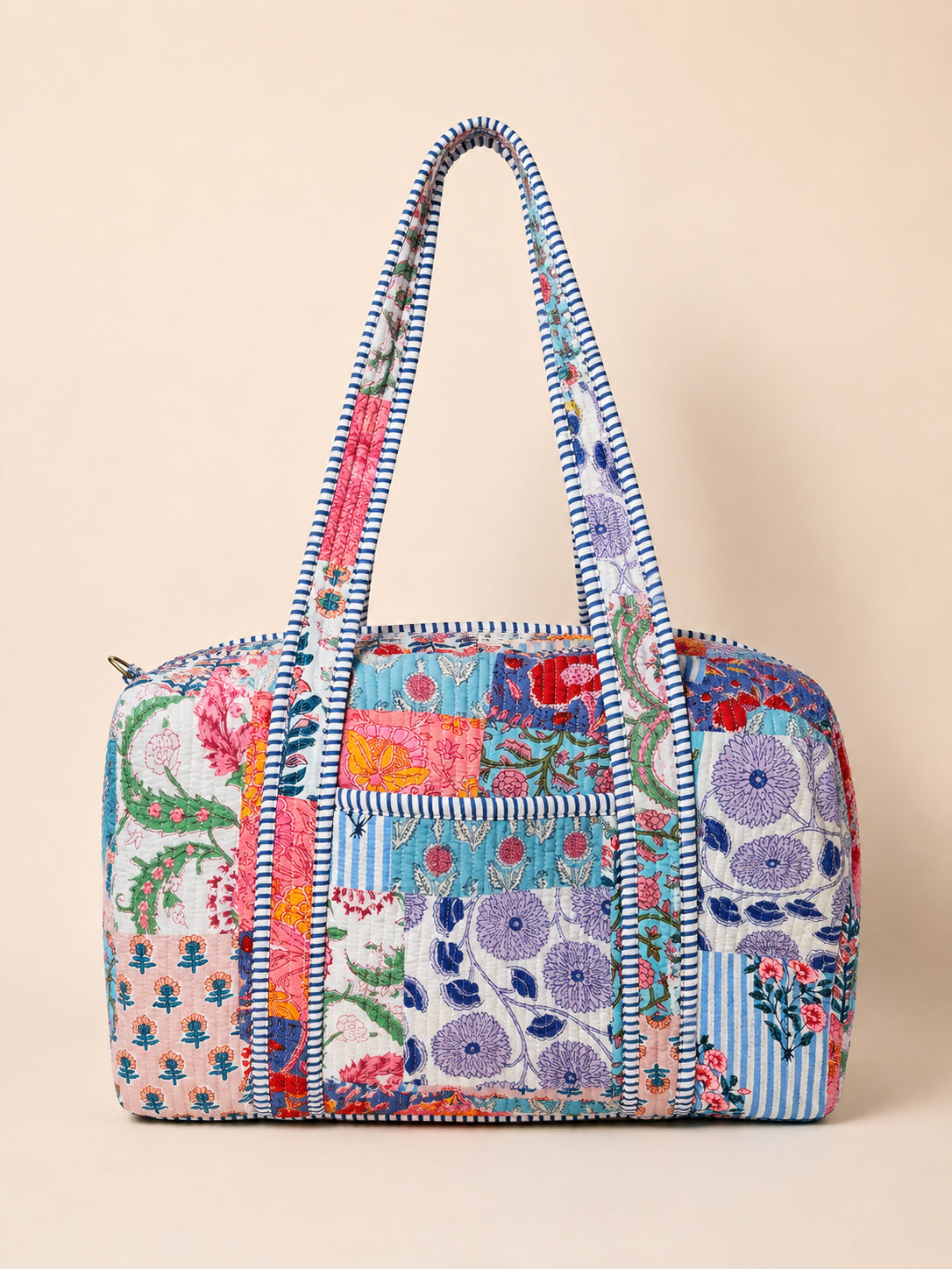 Handmade Duffle Bag - The Indria - Patchwork and Postcards -Meadow Mist