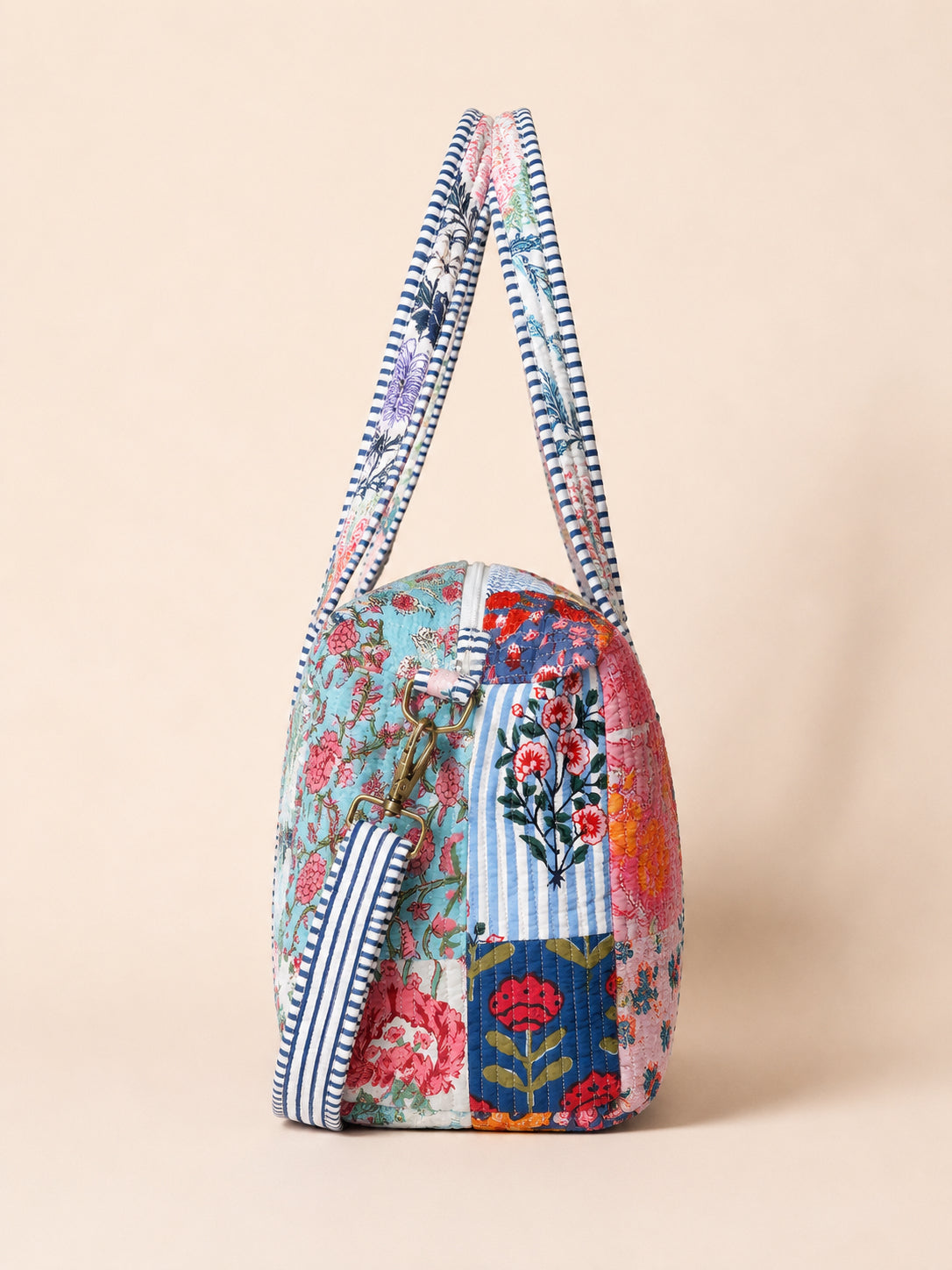 Handmade Duffle Bag - The Indria - Patchwork and Postcards -Meadow Mist