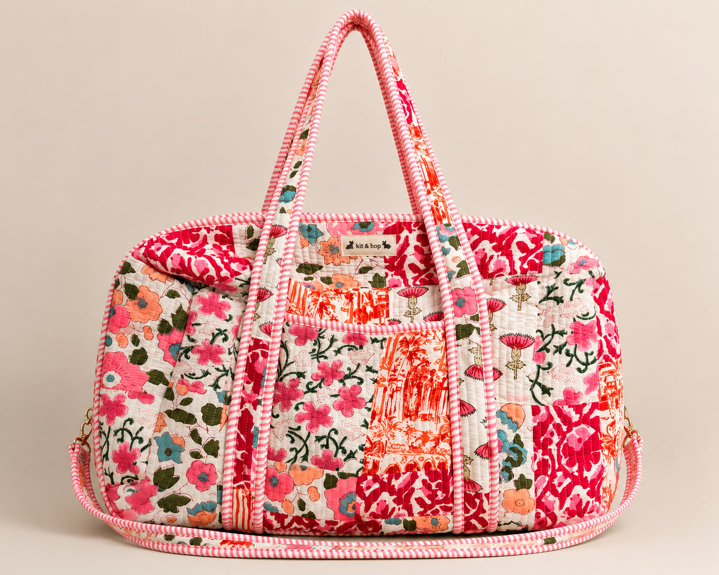 Handmade Duffle Bag - The Indria - Patchwork and Postcards -Rosalie