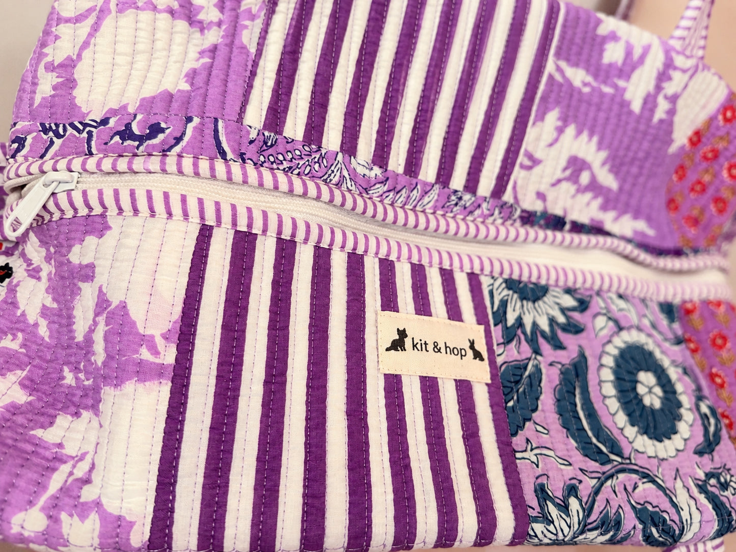Handmade Duffle Bag - The Indria - Patchwork and Postcards - Violet
