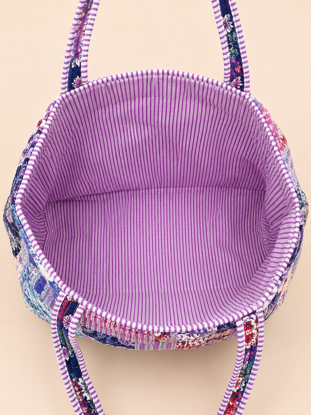 Handmade Duffle Bag - The Indria - Patchwork and Postcards - Violet
