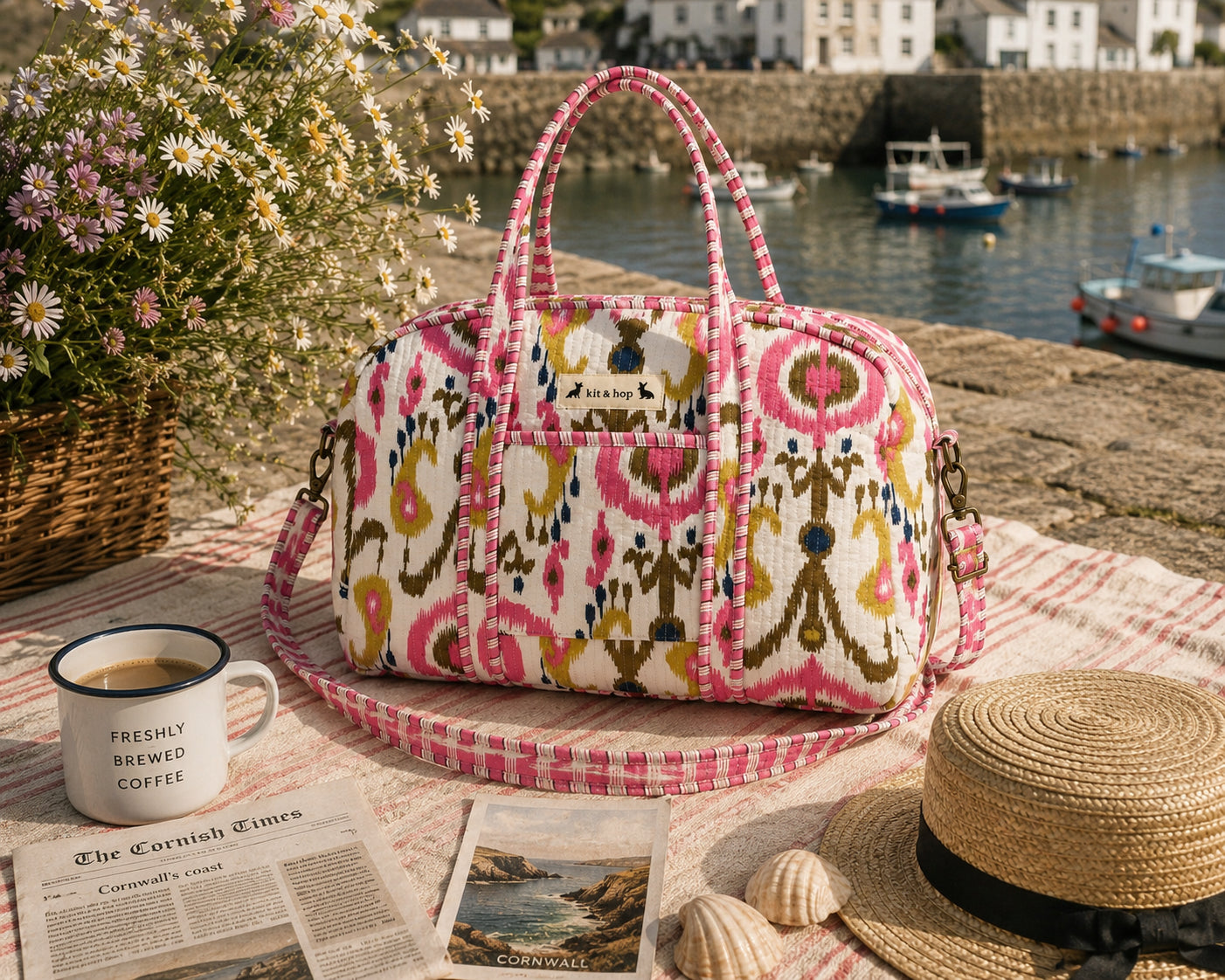 Handmade Duffle Bag - The Indria - Postcards from the Coast - Arlo