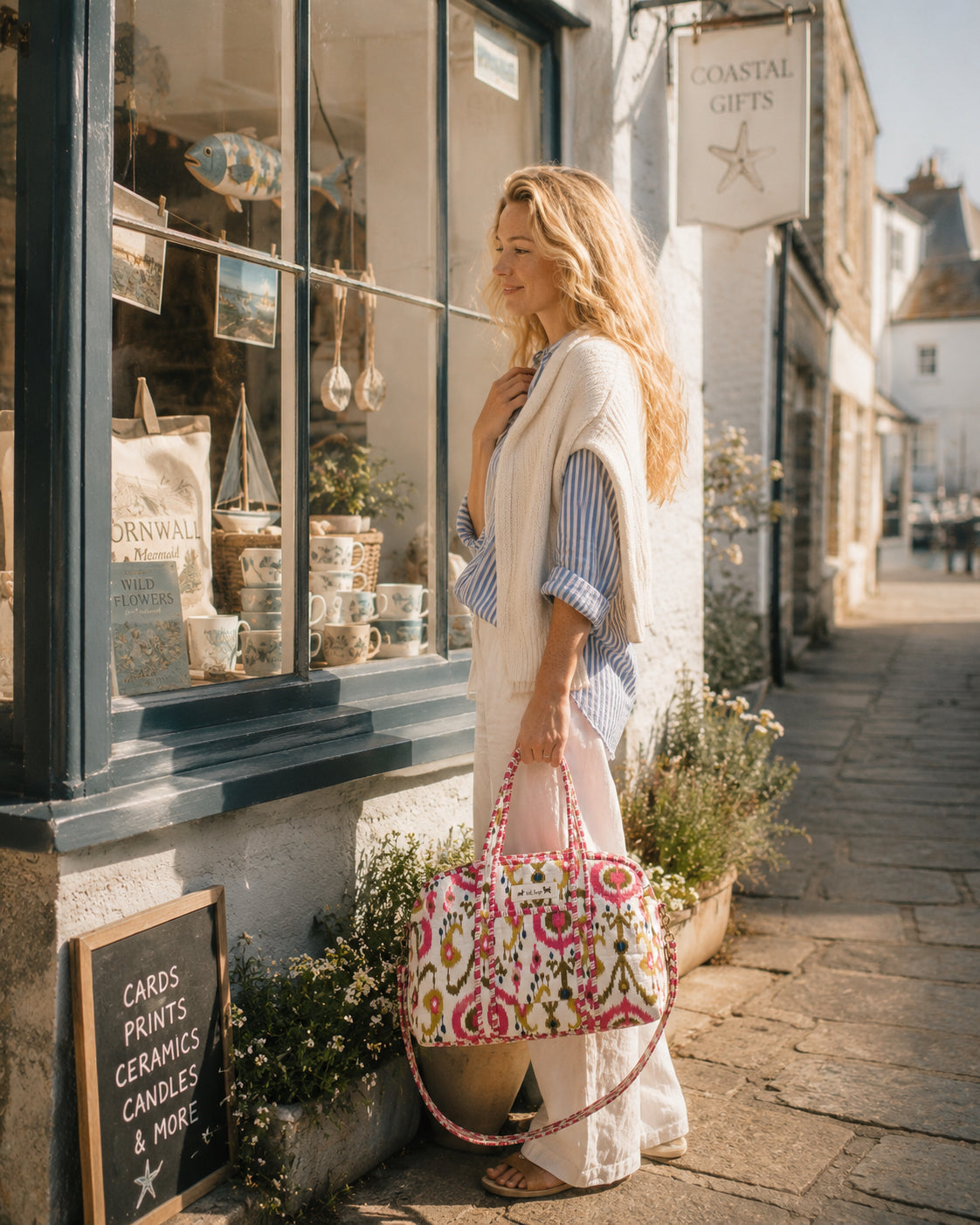 Handmade Duffle Bag - The Indria - Postcards from the Coast - Arlo