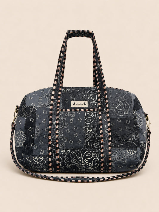 Handmade Duffle Bag - The Indria - Postcards from the Coast -Harbour Slate