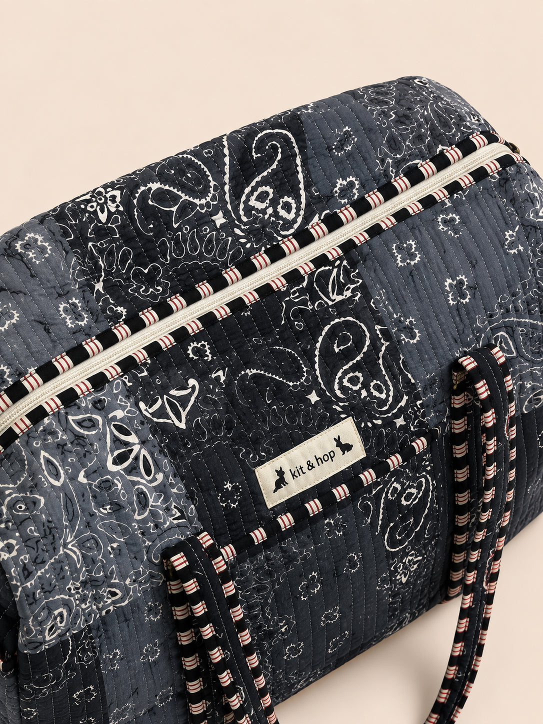 Handmade Duffle Bag - The Indria - Postcards from the Coast -Harbour Slate