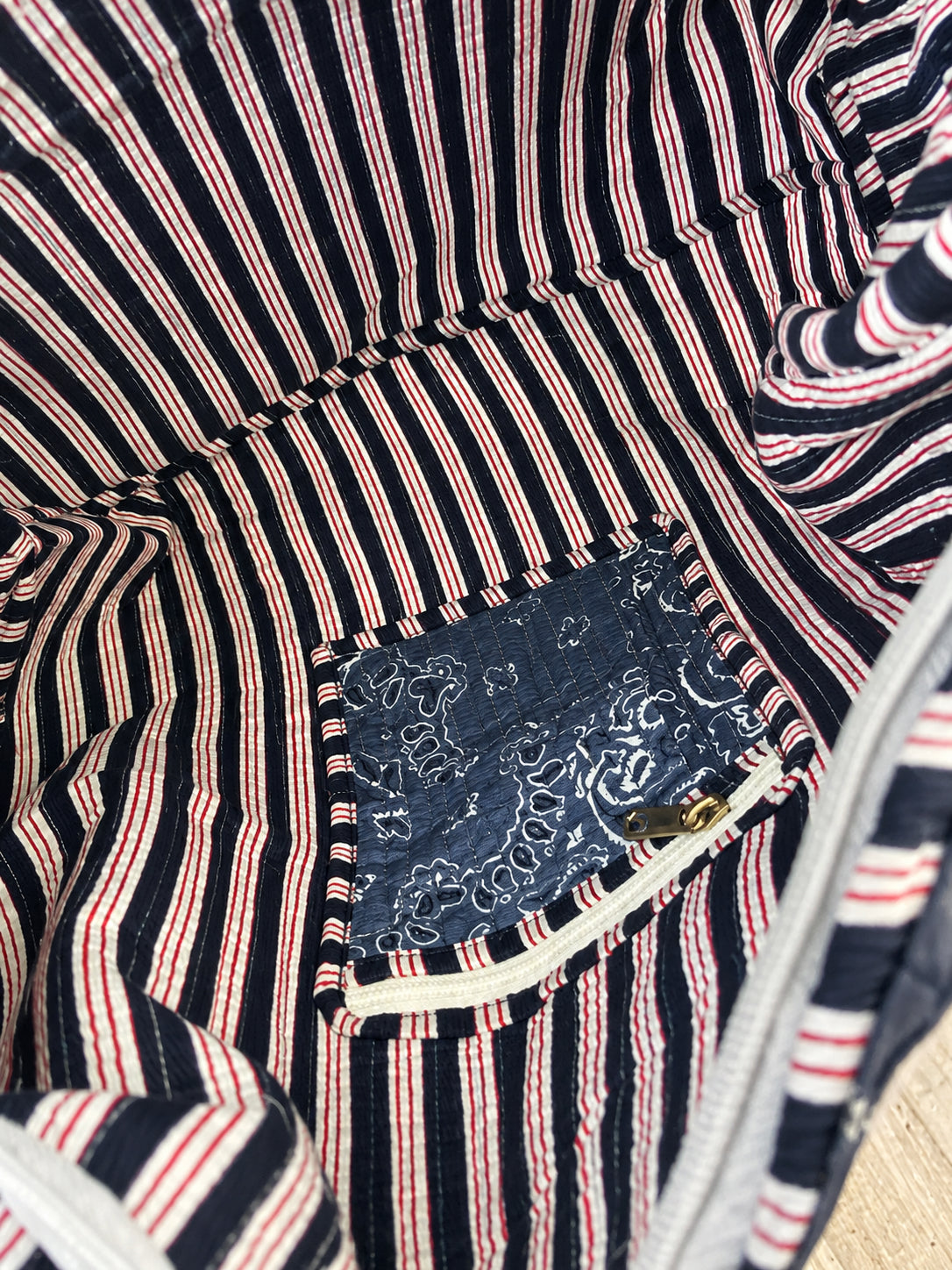 Handmade Duffle Bag - The Indria - Postcards from the Coast -Harbour Slate