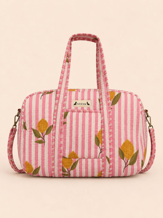 Handmade Duffle Bag - The Indria - Postcards from the Coast -Lemon Pier
