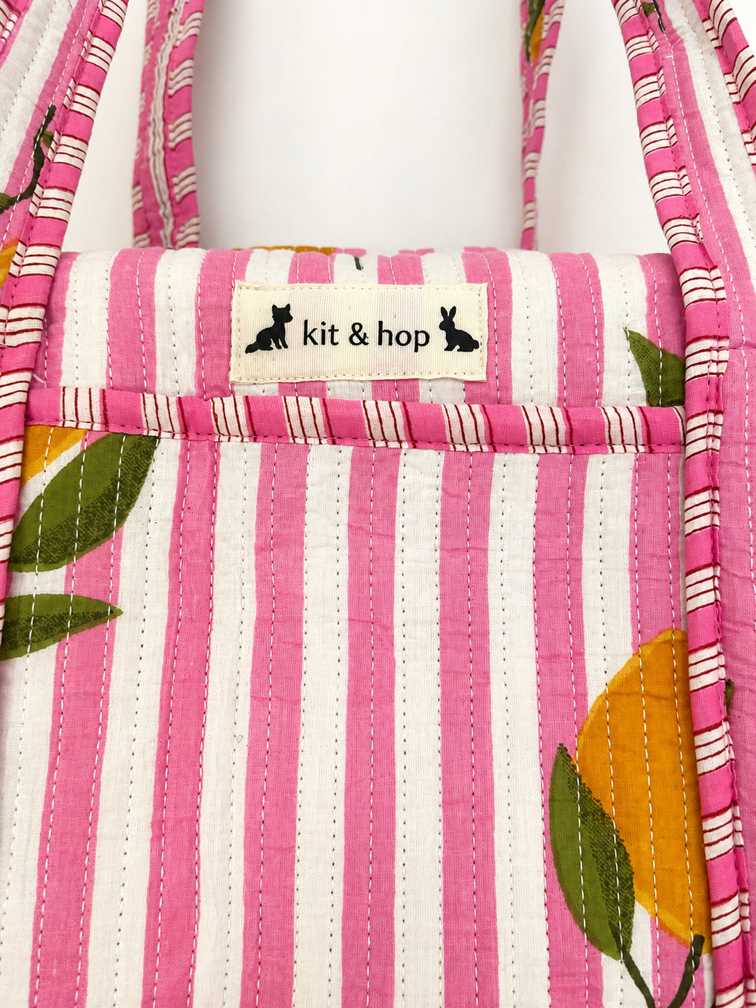 Handmade Duffle Bag - The Indria - Postcards from the Coast -Lemon Pier