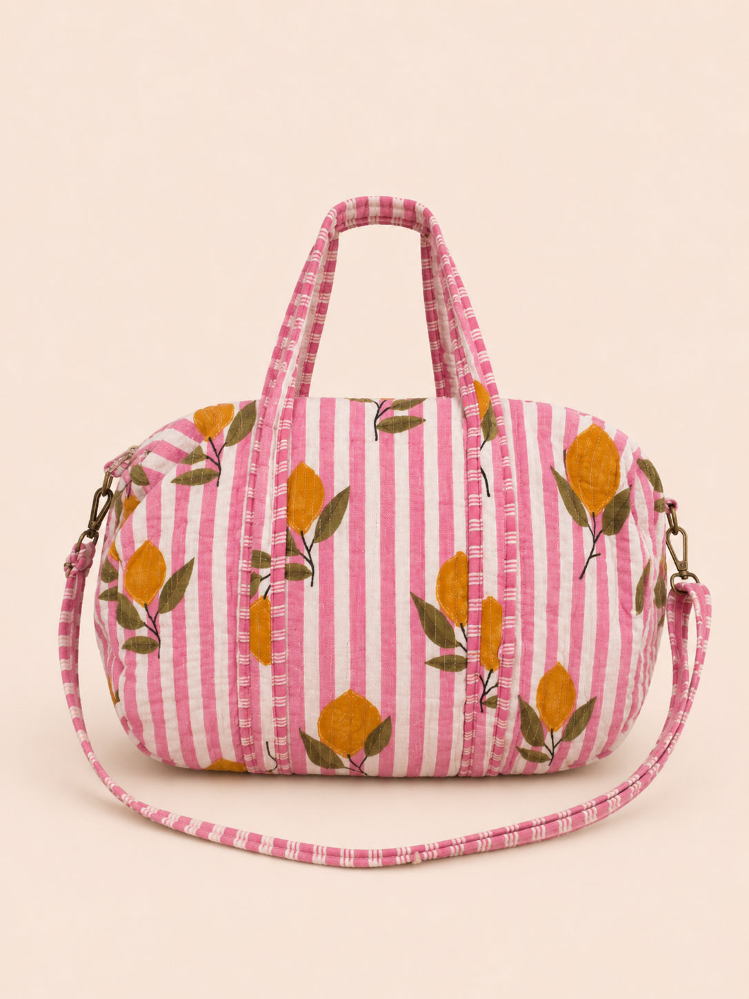 Handmade Duffle Bag - The Indria - Postcards from the Coast -Lemon Pier