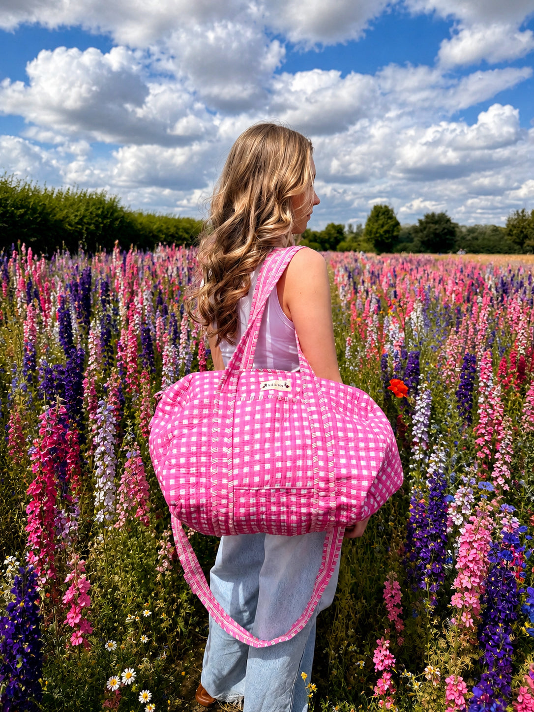 Handmade Duffle Bag - The Indria - Postcards from the Coast - Mabel