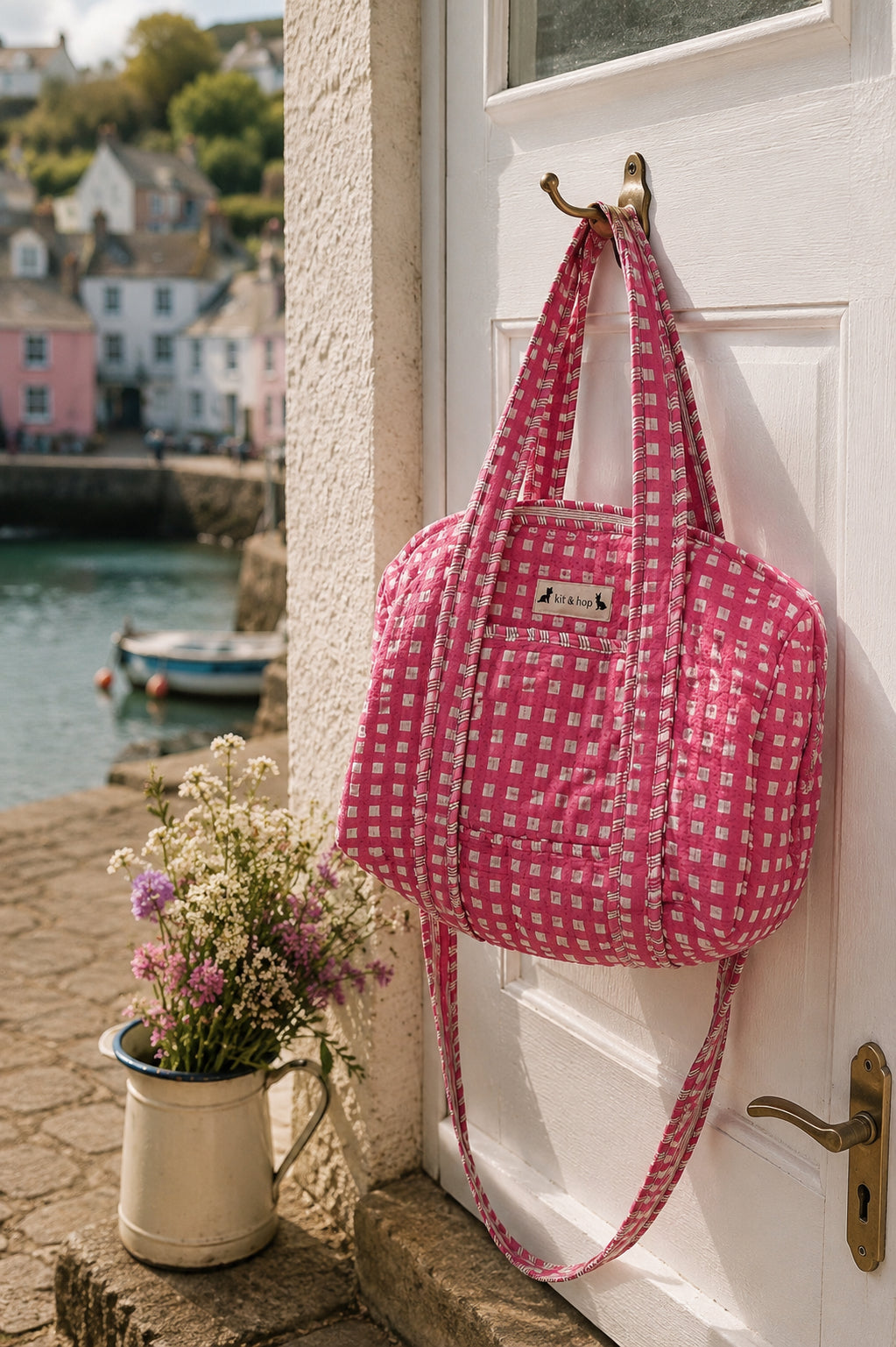 Handmade Duffle Bag - The Indria - Postcards from the Coast - Mabel