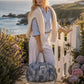 Handmade Duffle Bag - The Indria - Postcards from the Coast - Mosaic Blue