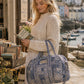 Handmade Duffle Bag - The Indria - Postcards from the Coast - Mosaic Blue