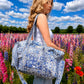 Handmade Duffle Bag - The Indria - Postcards from the Coast - Mosaic Blue