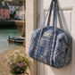 Handmade Duffle Bag - The Indria - Postcards from the Coast - Mosaic Blue