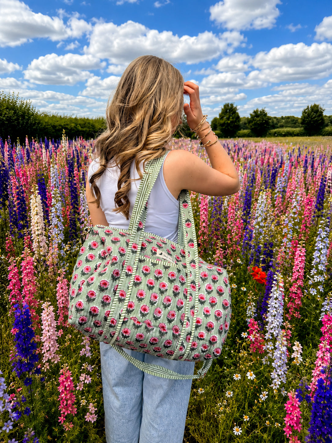 Handmade Duffle Bag - The Indria - Postcards from the Coast -Rosemary Bay