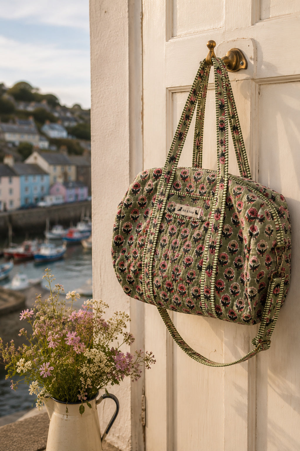 Handmade Duffle Bag - The Indria - Postcards from the Coast -Rosemary Bay