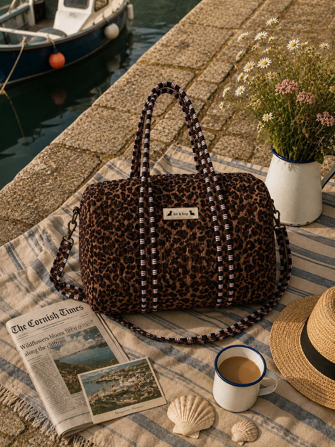 Handmade Duffle Bag - The Indria - Postcards from the Coast - Sable