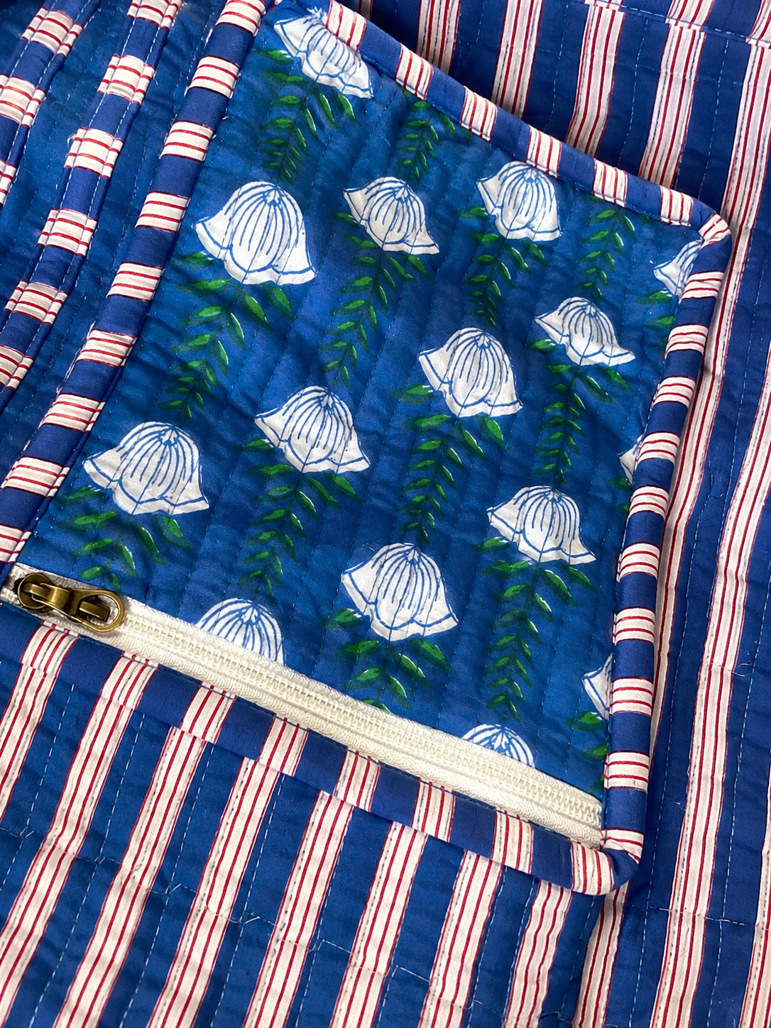 Handmade Duffle Bag - The Indria - Postcards from the Coast -Sailor Bloom