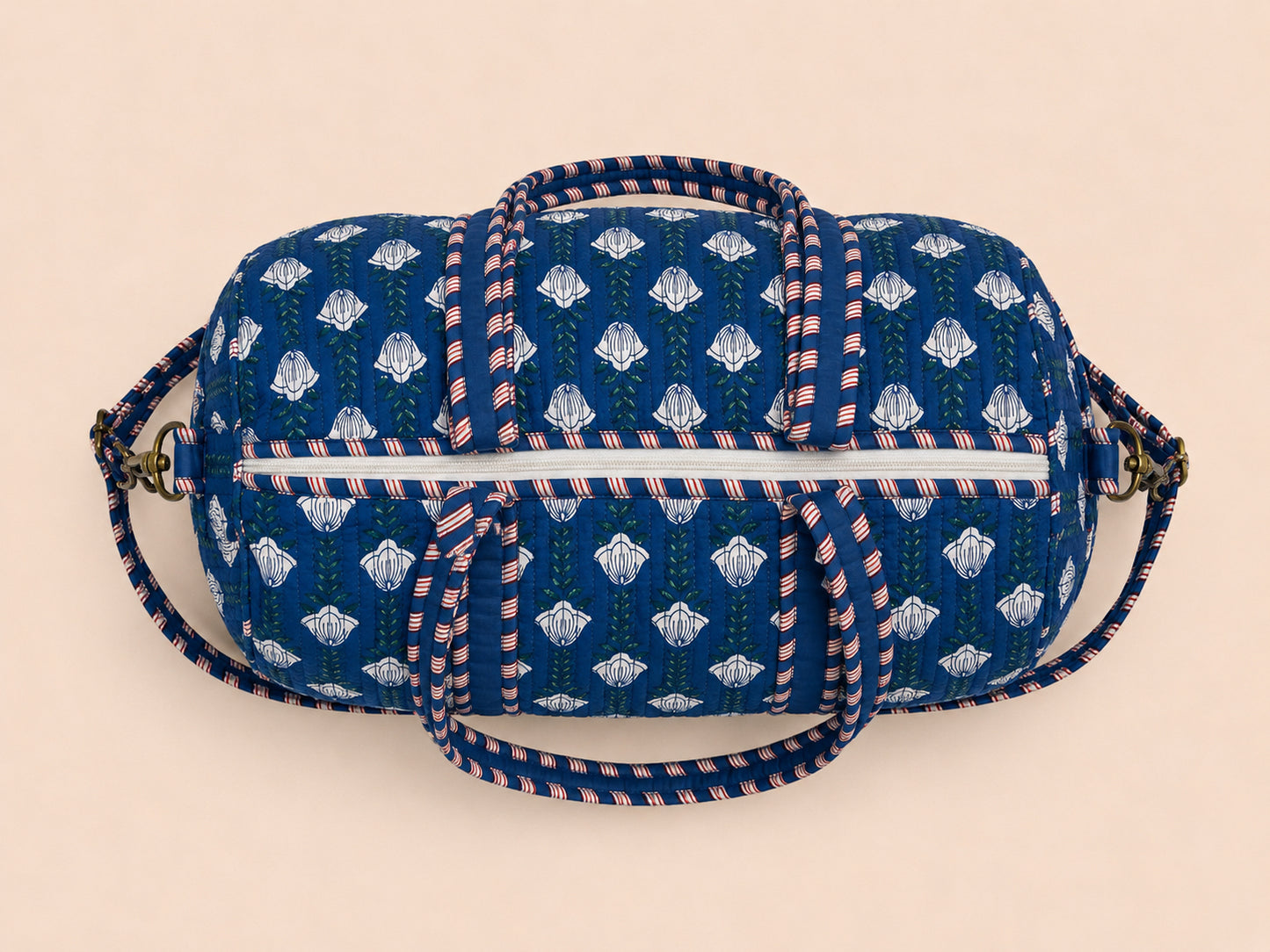 Handmade Duffle Bag - The Indria - Postcards from the Coast -Sailor Bloom