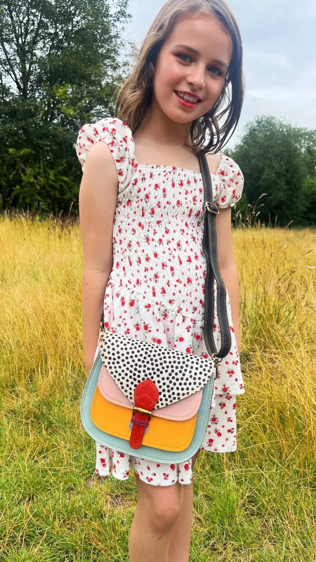 Handmade reclaimed leather cross body bag in pastel– Kit & Hop