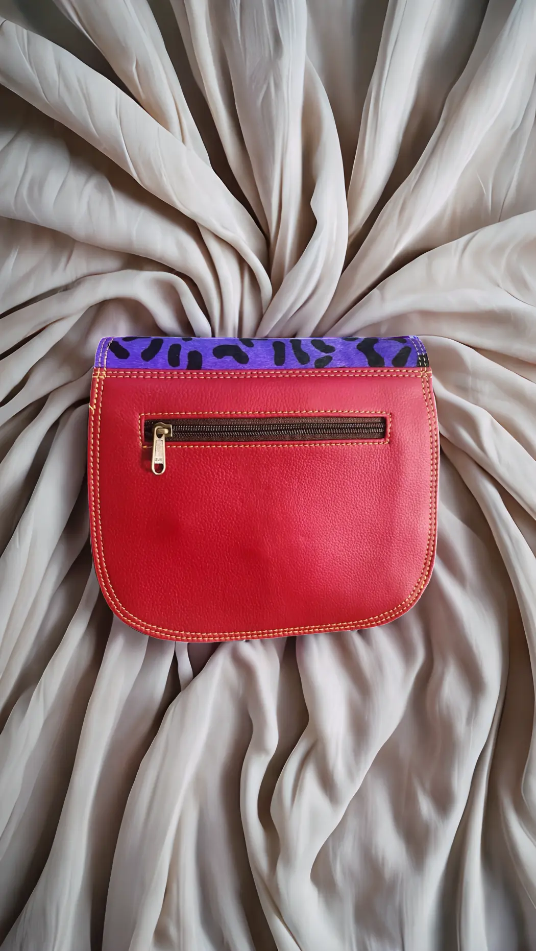 Handmade reclaimed leather cross body bag in red– Kit & Hop