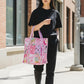 Large Tote Bag - The Willow in red with floral design, perfect for stylish and eco-conscious everyday use.