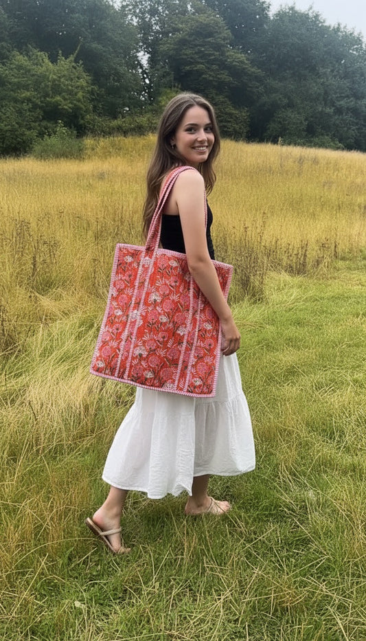 Large Tote Bag - The Willow -Red