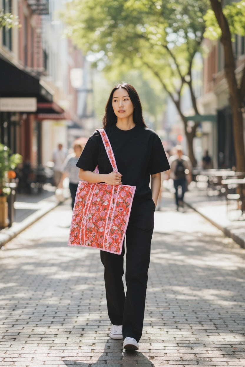 Large Tote Bag - The Willow -Red