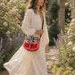 Handmade Leather Crossbody Bag - Romy - Painted Garden - Ember