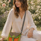 Handmade Leather Crossbody Bag - Romy - Painted Garden - Tiger Lily