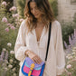 Handmade Leather Crossbody Bag - Romy - Painted Garden - Iris