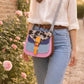 Handmade Leather Crossbody Bag - Romy - Walled Garden - Rose & Sky