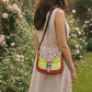 Handmade Leather Crossbody Bag - Romy - Walled Garden - Poppy Buttercup
