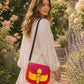 Handmade Leather Crossbody Bag - Romy - Painted Garden - Dahlia