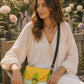 Handmade Leather Crossbody Bag - Romy - Painted Garden - Primrose