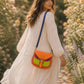 Handmade Leather Crossbody Bag - Romy - Painted Garden - Apricot