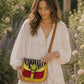 Handmade Leather Crossbody Bag - Romy - Painted Garden -Zinnia