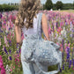 Handmade Duffle Bag - The Indria - Postcards from the Coast - Mosaic Blue