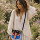 Handmade Leather Crossbody Bag - Romy - Painted Garden - Stardust
