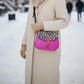 Handmade Leather Crossbody bag - Mira - Pink Heat