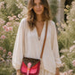 Handmade Leather Crossbody Bag - Romy - Painted Garden - Poppy